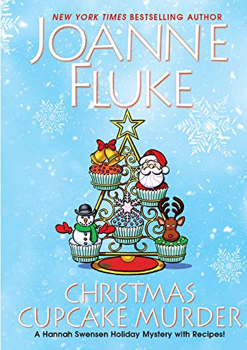 Book cover with cupcakes, Santa, reindeer, and snowflakes; title “Christmas Cupcake Murder.”