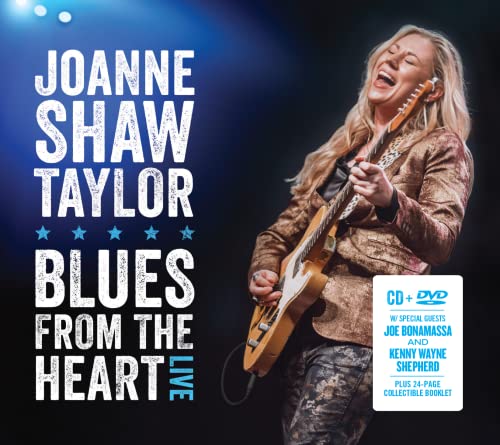 Joanne Shaw Taylor playing guitar, album cover for “Blues From The Heart Live.”