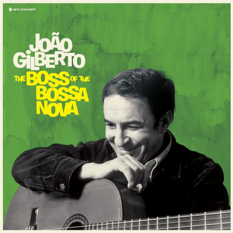 Joao Gilberto portrait with guitar, album cover for "The Boss Of The Bossa Nova".