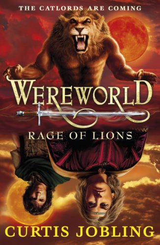 Book cover: a snarling were-lion, sword, and two distressed figures.