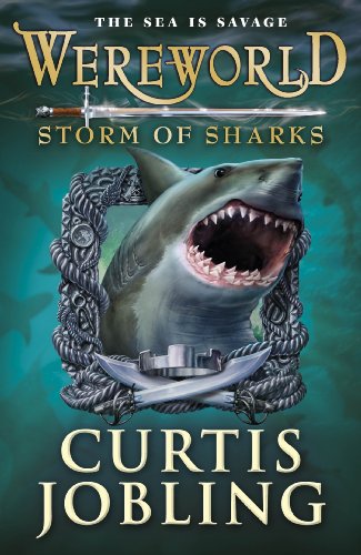 Book cover: shark with open mouth, ropes, and crossed swords.