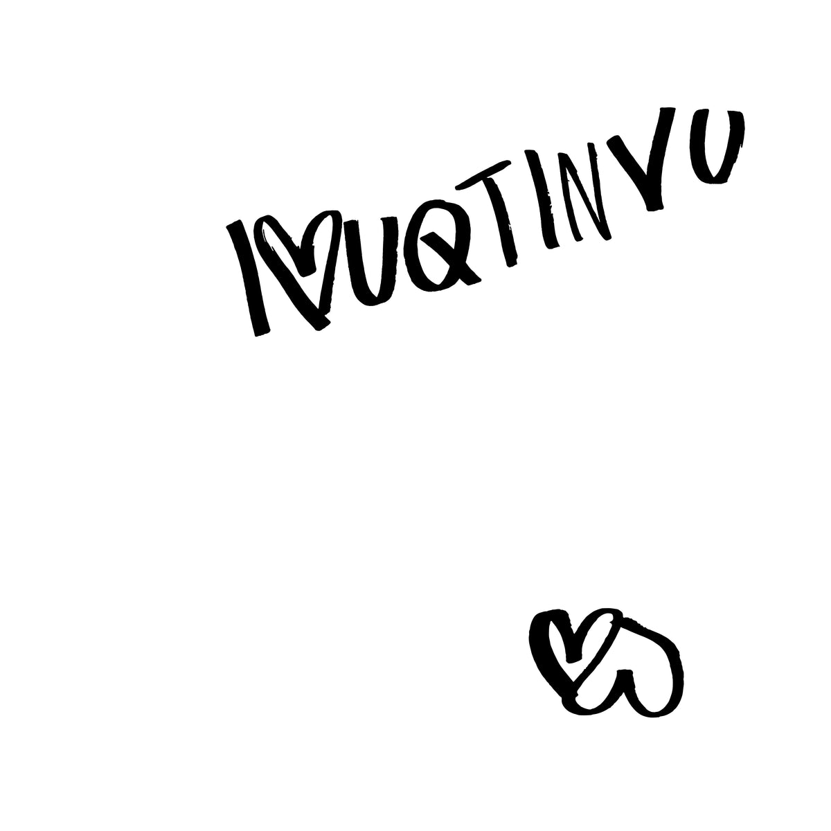 Black text reading I<3UQTINVU and a small heart doodle on a white background.