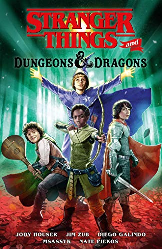 Comic book cover featuring four children dressed as Dungeons and Dragons fantasy characters.
