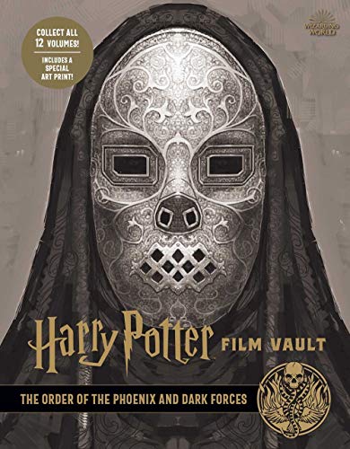 Cover of "Harry Potter" film vault book featuring a Death Eater mask.
