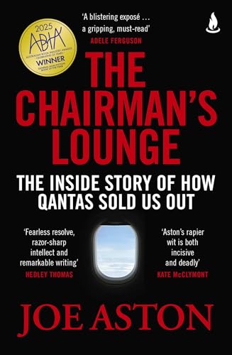 Book cover: "The Chairman's Lounge" about Qantas, with a plane window image.