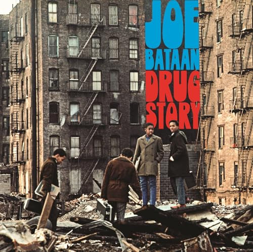 Album cover for Joe Bataan’s “Drug Story” featuring men in a rubble-filled city.