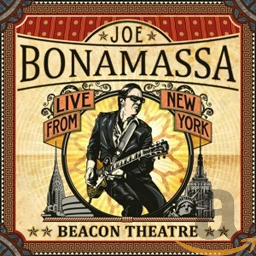Joe Bonamassa album cover featuring guitarist with New York landmarks.