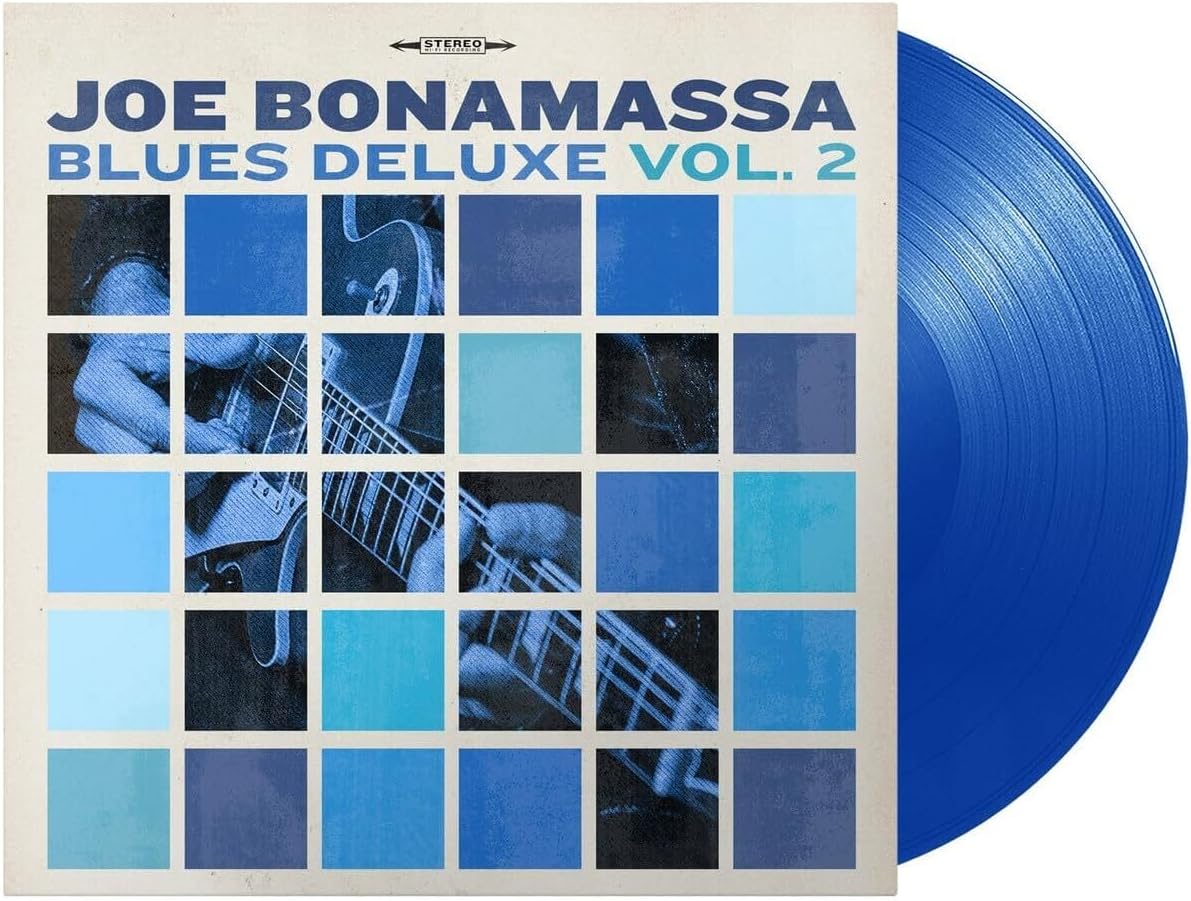 Joe Bonamassa Blues Deluxe Vol. 2 vinyl record album cover with blue vinyl disc.