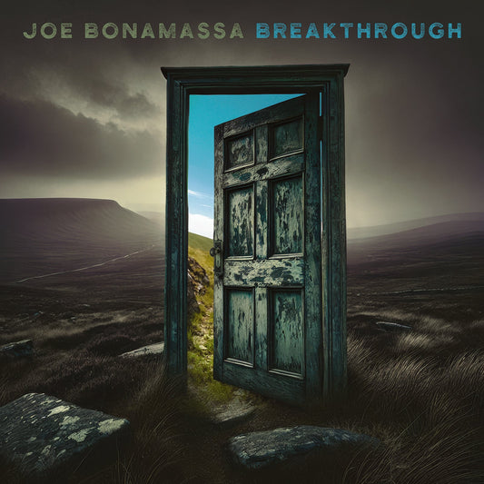 Album cover for Joe Bonamassa’s “Breakthrough” featuring an open doorway to a landscape.