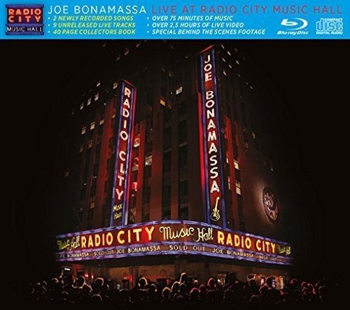 Joe Bonamassa Live at Radio City Music Hall album cover showing the illuminated theater exterior.