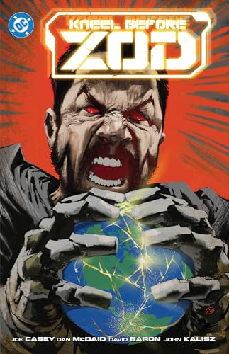 Comic book cover: Zod menacingly clutches a cracked Earth in his hands.