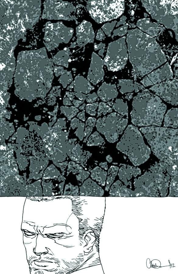 Comic book cover: cracked surface above a sketched, frowning man’s face.