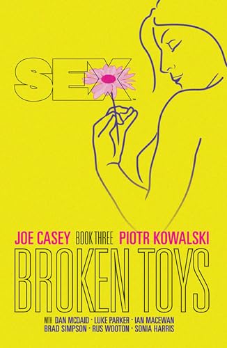 Yellow cover with white line art of a woman holding a flower.