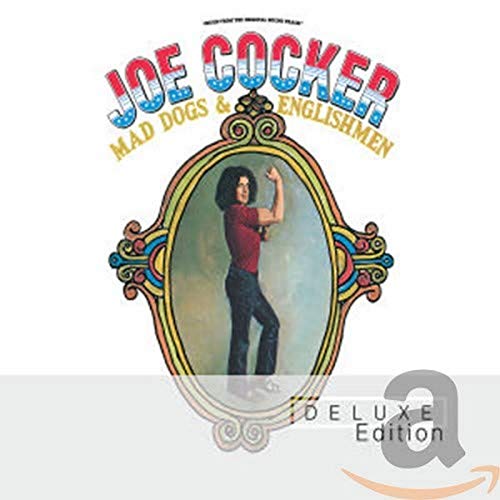 Joe Cocker Mad Dogs and Englishmen album cover with a person flexing in a mirror.