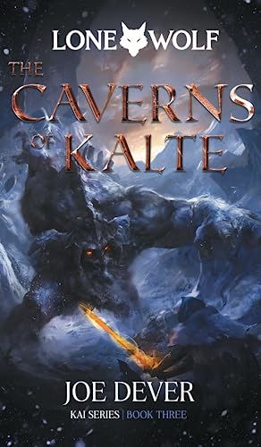 Book cover: "The Caverns of Kalte" features a large, monstrous figure.
