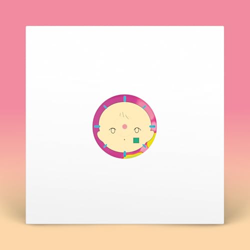 White vinyl record sleeve featuring a circular graphic of a stylized baby face.