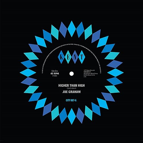 Black vinyl record label with blue and teal diamond border and Kent logo.