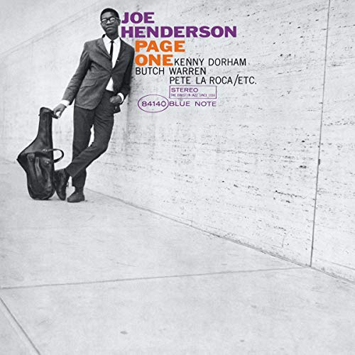 Joe Henderson album cover: a man with a saxophone case stands against a wall.