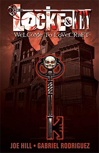 Graphic novel cover showing a large, ornate skull-topped key before a dark, gothic mansion.