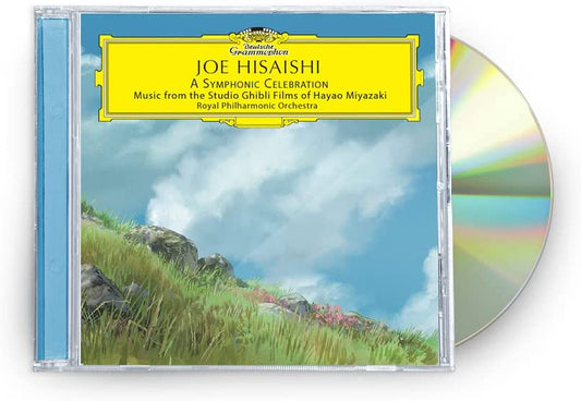 CD case featuring Joe Hisaishi A Symphonic Celebration with a grassy landscape background.