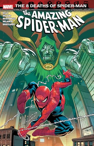 Comic book cover featuring Spider-Man and Doctor Doom in a city setting.