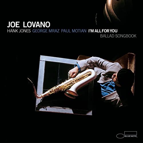 Album cover featuring Joe Lovano holding a tenor saxophone against a black background.
