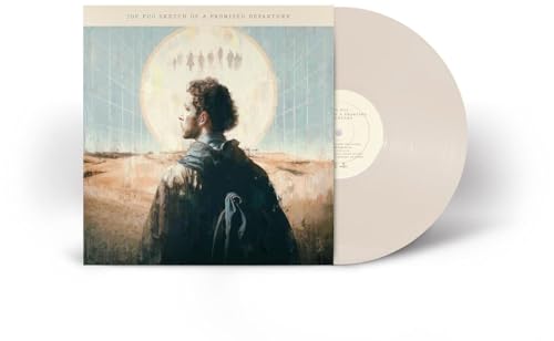 Vinyl record and cover art featuring a man looking toward a large glowing sphere.