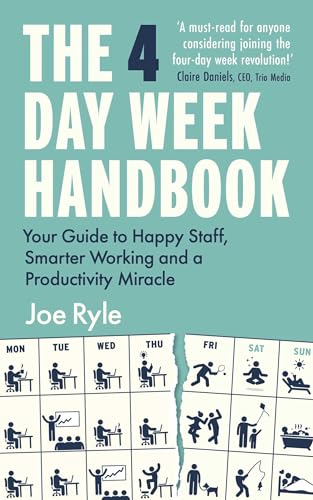 Book cover: "The 4 Day Week Handbook" with calendar illustration.