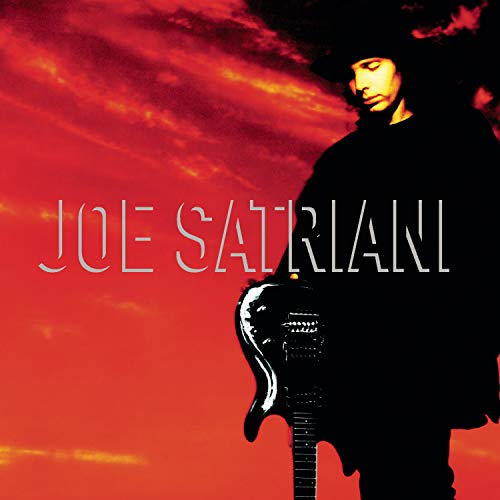 Joe Satriani album cover with guitarist silhouetted against a red sky.