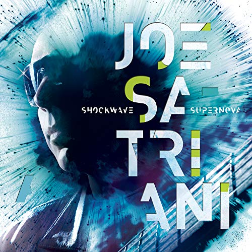 Joe Satriani "Shockwave Supernova" CD cover with portrait and blue effects.