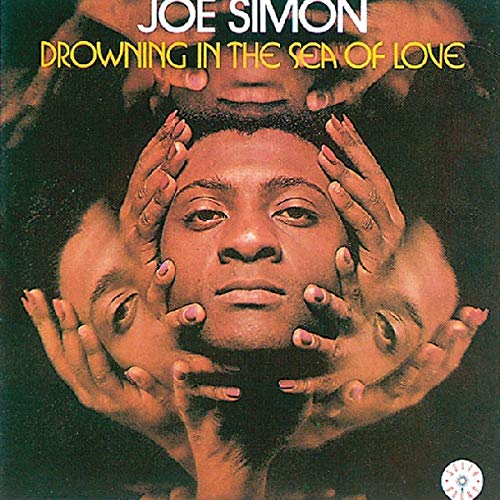 Album cover for Joe Simon’s “Drowning In The Sea Of Love” featuring repeated face imagery.