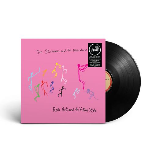 Pink vinyl record cover with colorful stick figures and a black vinyl disc.