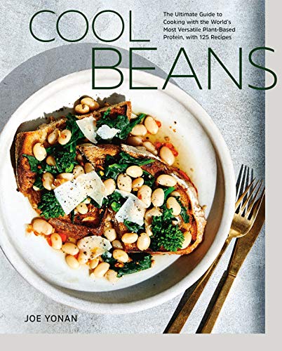 Cookbook cover featuring bean toast with greens and cheese, titled “Cool Beans.”