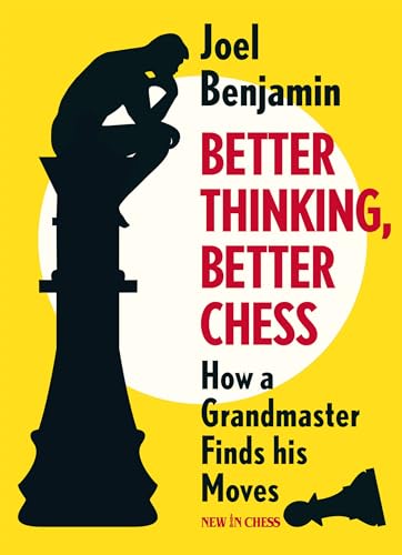 Book cover with a black silhouette of The Thinker atop a large chess piece.