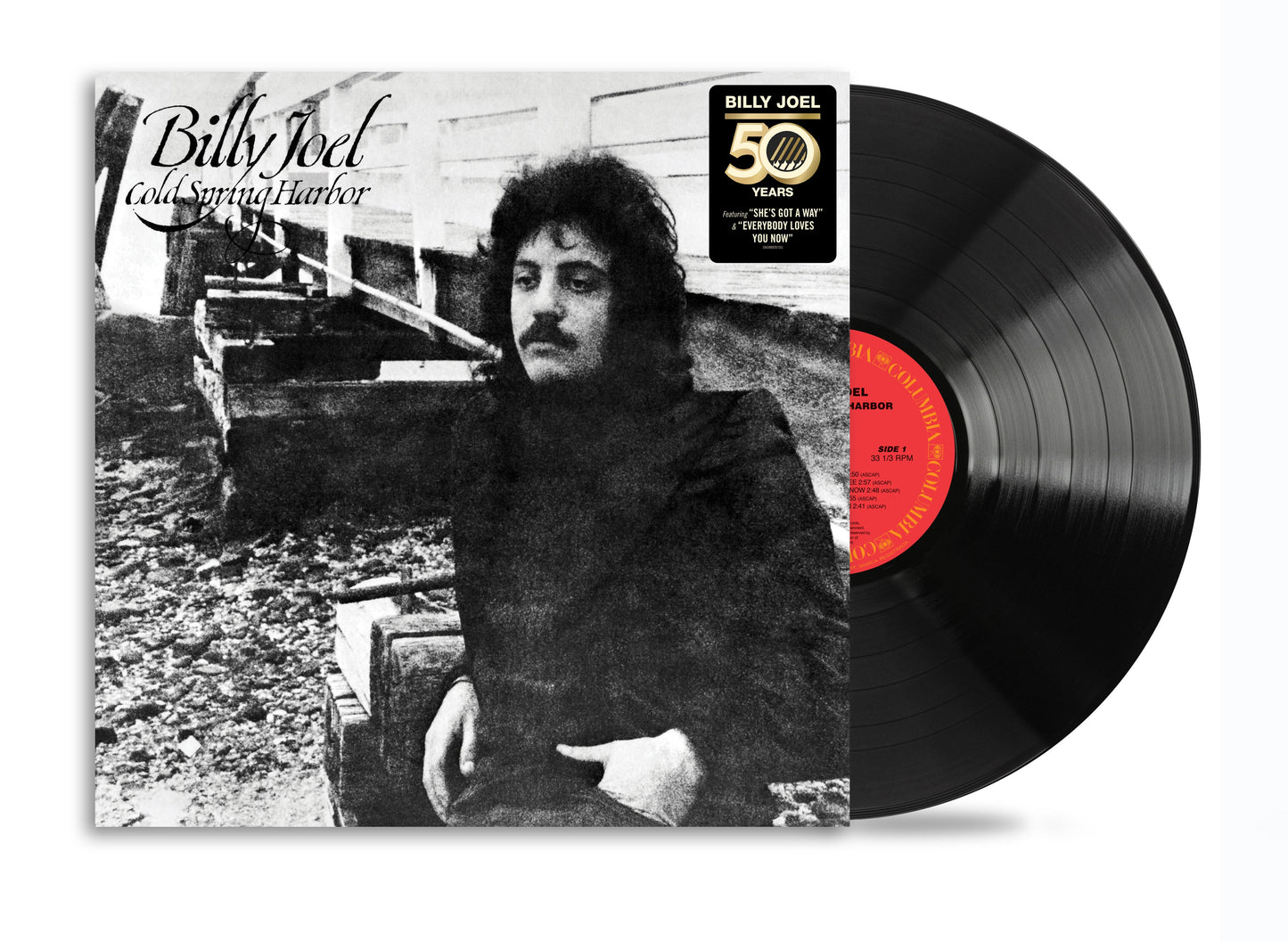 Billy Joel’s “Cold Spring Harbor” vinyl record with a portrait cover.