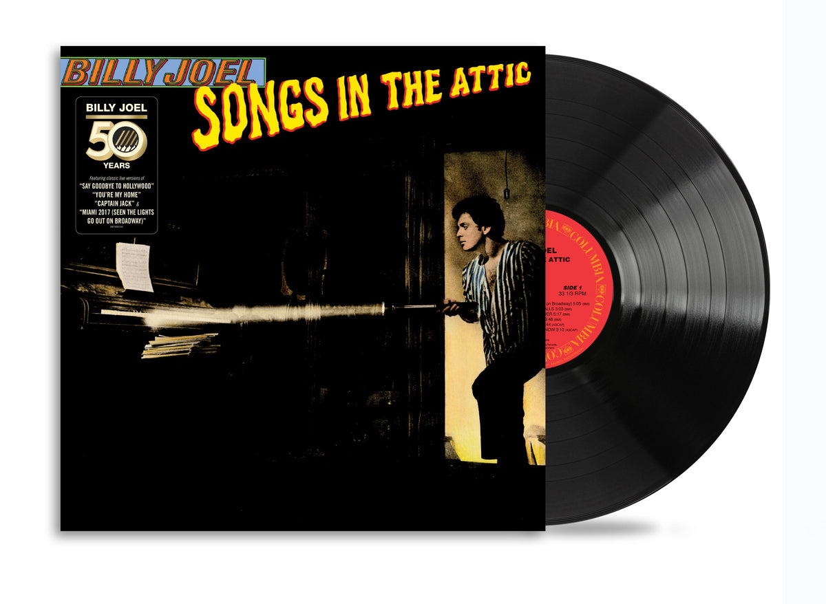 Billy Joel’s “Songs In The Attic” vinyl record with a portrait cover.
