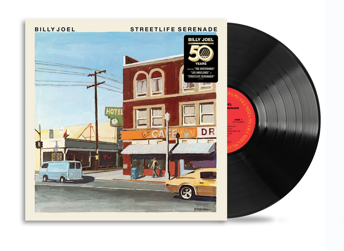 Billy Joel’s “Streetlife Serenade” vinyl record with a painted cover.