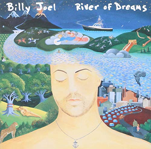 Billy Joel’s “River of Dreams” album cover: surreal landscape with a face.