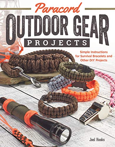 Book cover showing various paracord bracelets, lanyards, and gear on a wooden surface.