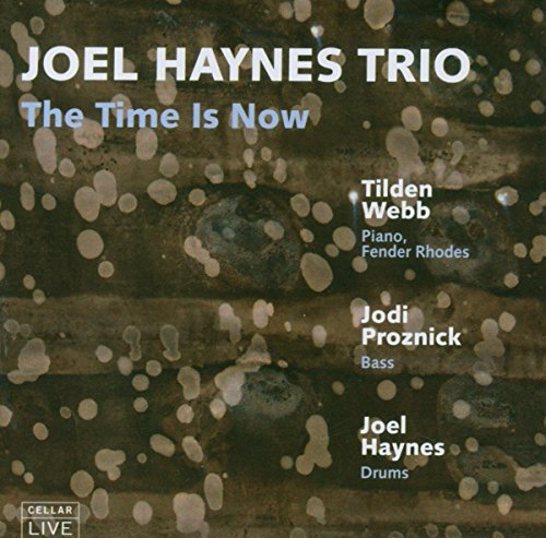 CD cover for "The Time Is Now" by Joel Haynes Trio, dark background.