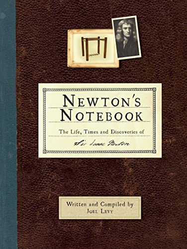 Book cover for “Newton’s Notebook” with a portrait and sketch.