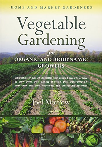 Book cover: "Vegetable Gardening" with field and produce imagery.