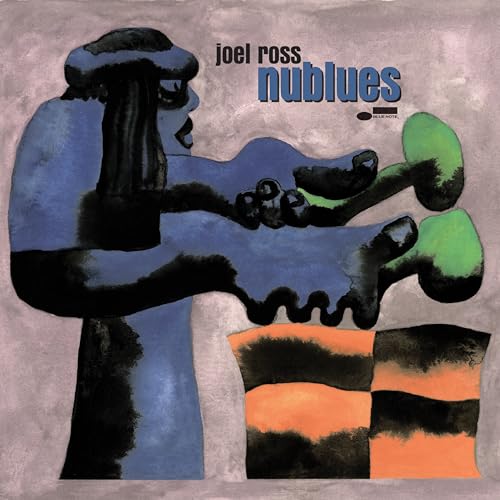CD cover for Joel Ross’s “nublues” featuring abstract blue and green figures.