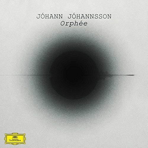 CD cover for Jóhann Jóhannsson’s “Orphée” featuring a dark, circular ripple effect.