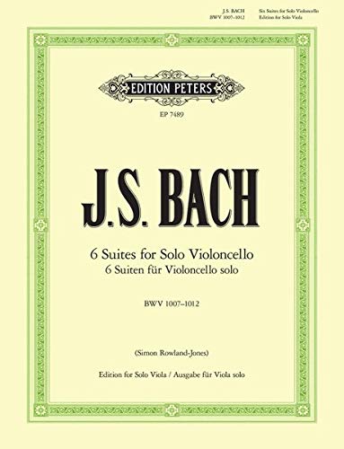 Sheet music cover for J.S. Bach’s 6 Suites, transcribed for viola.