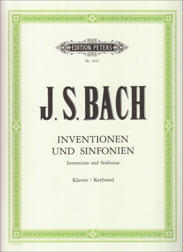 Sheet music cover for J.S. Bach’s Inventions and Sinfonias, green border.