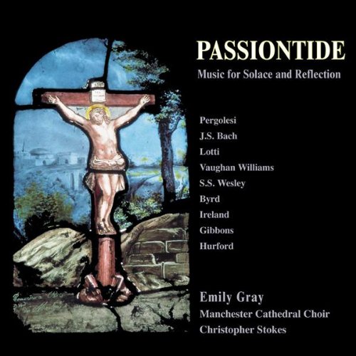 CD cover: Crucifixion scene in stained glass style, black background.