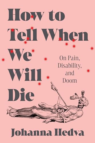 Book cover with pink background, dark text, red starbursts, and a vintage anatomical illustration.