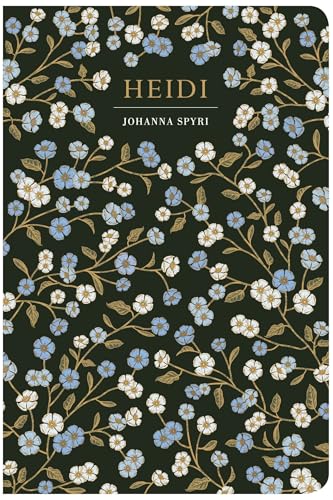Book cover with blue, white, and gold flowers on a dark green background.