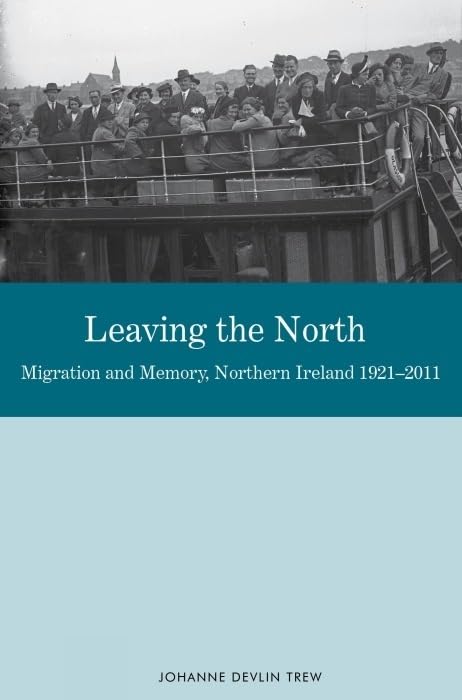 Book cover: vintage photo of people on a ship, titled “Leaving the North.”